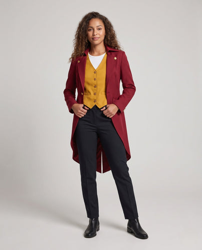 Damen Eleganter Mantel mit überlappendem Schößchen und hochwertiger Weste Echo Archiv
