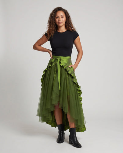 Damen Eleganter Rüschenrock mit High-Low-Saum – Élara