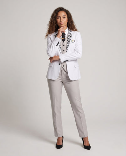 Damen Elegantes Blazer-Outfit mit integriertem Hoodie und schmaler Hose Echo Archiv