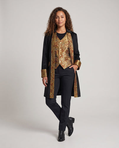 Damen Festlicher Mantel mit goldenen Verzierungen und exklusivem Design Echo Archiv