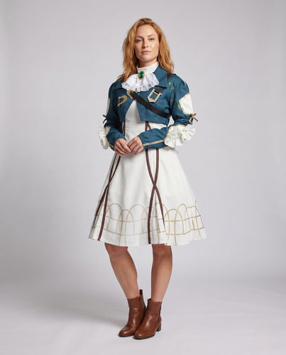 Damen Festliches Cosplay-Kleid mit Rüschen und detailreicher Bluse – Élara