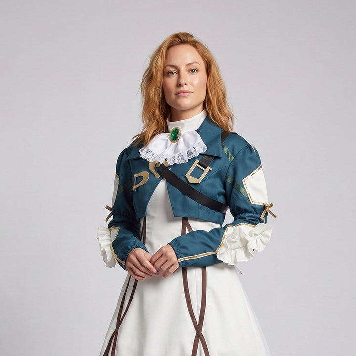 Damen Festliches Cosplay-Kleid mit Rüschen und detailreicher Bluse – Élara