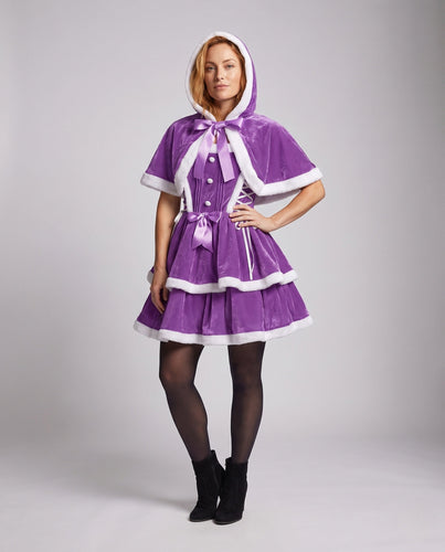 Damen festliches Kleid mit Kapuze und Rüschen – Élara