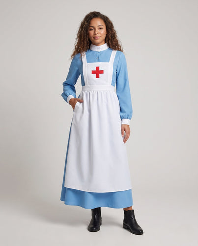 Damen Historisches Krankenschwesternkleid mit Rüschenschürze Echo Archiv