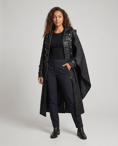 Damen Hochwertiger Umhangmantel mit Kapuze und eleganten Details Echo Archiv