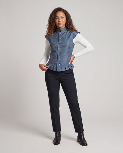 Damen Hohe Kragen Weste mit eleganten Rüschendetails – Avérine