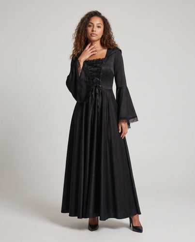 Damen Kapuzenkleid mit weitem Ärmel und Schnürung Echo Archiv