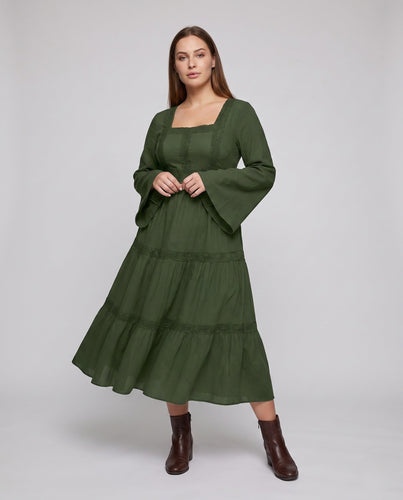 Damen romantisches Maxikleid mit langen Ärmeln – Valéora