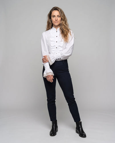 Damen Rüschenbluse mit Spitzenkragen – Élovi