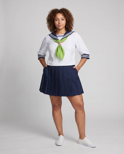 Damen Schuluniform Kostüm Set mit maritimem Kragen und plissiertem Rock Echo Archiv