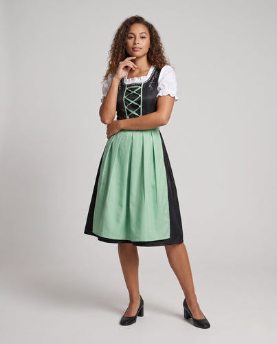 Damen Trachtenkleid mit floralem Design und eleganter Schnürung – Élara
