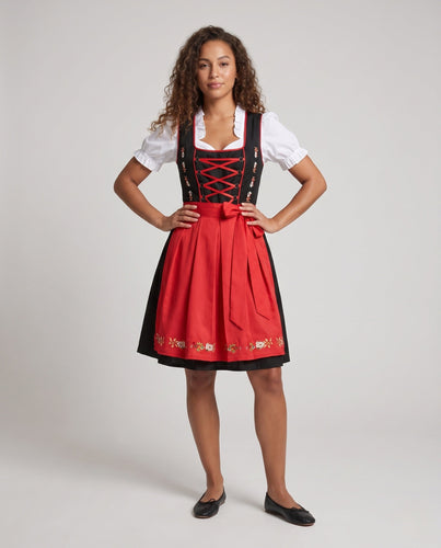 Damen Trachtenkleid mit floralem Design und Schnürung – Élara