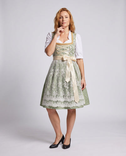 Damen Trachtenkleid mit floralen Applikationen und elegantem Taillengürtel – Élara
