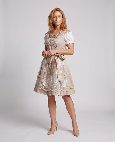 Damen Trachtenkleid mit floralen Mustern und eleganter Schnürung – Élara