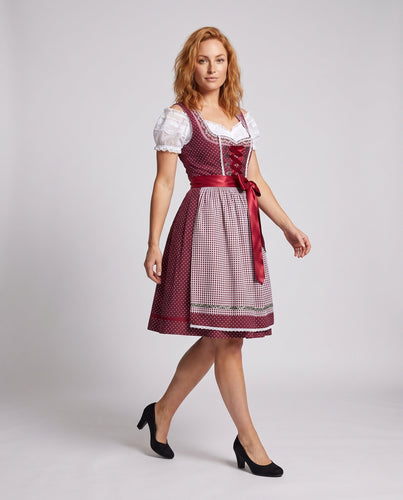 Damen Trachtenkleid mit raffiniertem Gürtel und Rüschen – Élara