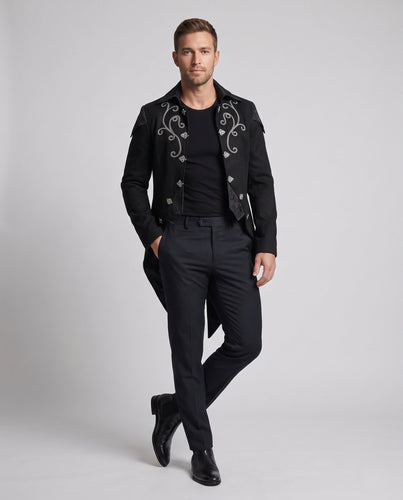 Herren Elegante Gothic Jacke mit aufwendiger Stickerei Echo Archiv
