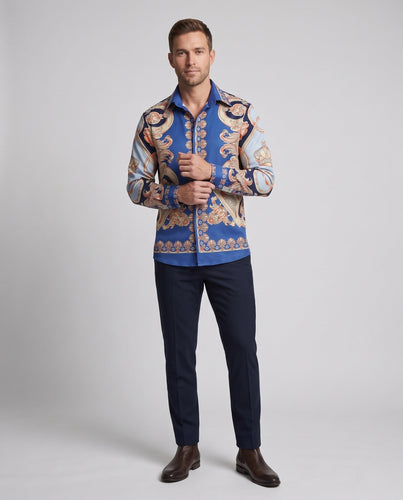 Elegantes Langarmhemd für Herren mit Detaildruck Echo Archiv