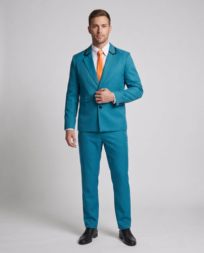 Eleganter Herrenanzug mit Kontrastdetails und passenden Accessoires Echo Archiv