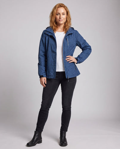 Damen leichte wind- und wasserabweisende Kapuzenjacke mit floralem Allover-Print, atmungsaktivem Netzfutter und verstellbarem Kapuze