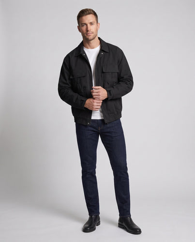 Herren Freizeit-Feldjacke mit Brustklappentaschen, elastischem Saum und Reißverschluss