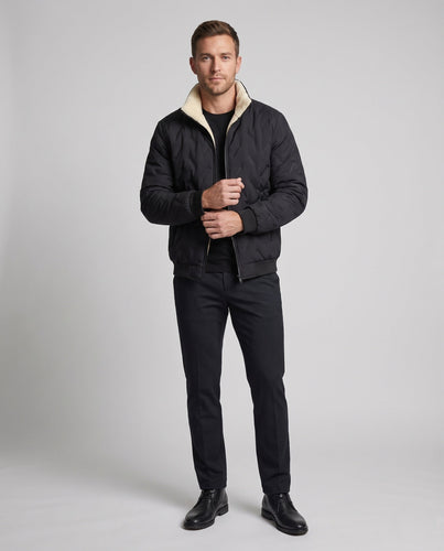 Herren Thermo Stehkragen Blousonjacke mit wärmendem Teddy-Futter und versteckten Reißverschlusstaschen