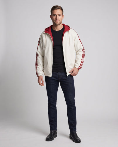 Männer Wende-Hoodie-Jacke mit Kontraststreifen, doppelseitigem Komfort und zwei-Wege-Reißverschluss