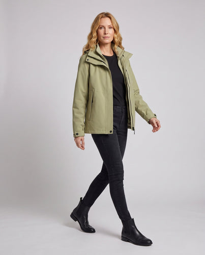 Unisex wasserdichte Softshell-Allwetterjacke mit herausnehmbarer Fleece-Innenjacke und Kapuze