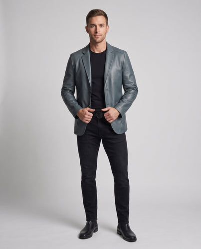 Herrenblazer aus Kunstleder mit slim fit und weicher Fütterung Echoarchiv