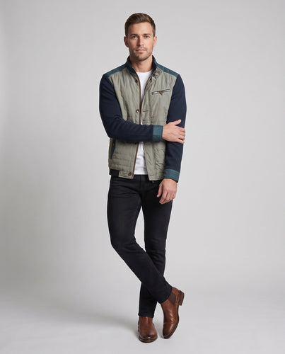 Herren Hybrid Steppjacke mit Strickärmeln und Stehkragen Echoarchiv