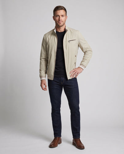 Herren Leichte Blousonjacke mit Stehkragen, Reißverschluss-Brusttasche und elastischen Bündchen Echoarchiv