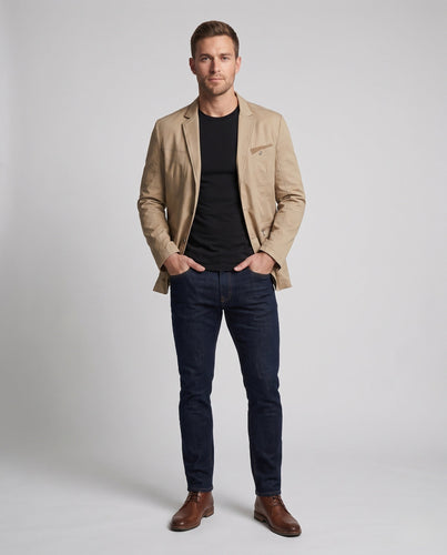 Herren Leichter Baumwollblazer im Casual-Stil mit Reißverschluss-Brusttasche und Slim-Fit-Silhouette – Tianoro