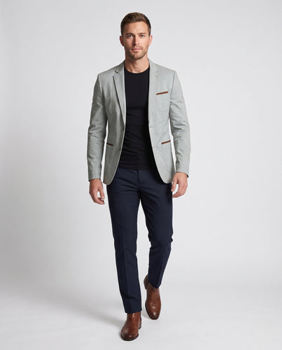 Leichte Baumwollmischung Blazer für Herren mit kontrastierendem Besatz und Brusttasche Echoarchiv