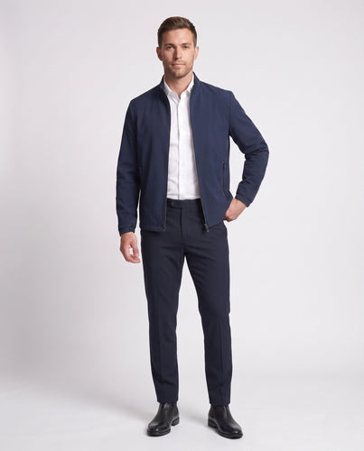 Herren Minimalistische Stehkragen Softshell-Jacke mit innerem Karomuster Echoarchiv