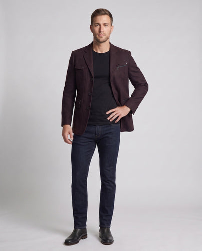 Herren Moderner City-Blazer mit Brustreißverschluss und Klapptaschen Echoarchiv