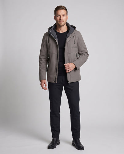 Herren Softshell Übergangsjacke mit Kapuze, wind- und wasserabweisend Echoarchiv