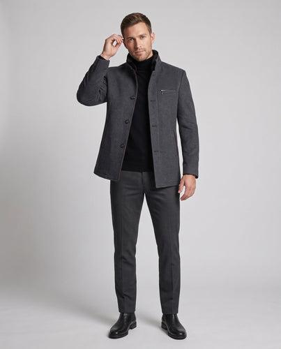 Herren Thermo-Wollmischung Mantel mit Teddyfutter und Stehkragen Echoarchiv