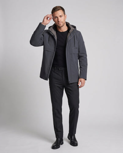 Herren wasserabweisende gepolsterte Jacke mit Kapuze und Daunenfüllung – Taviero