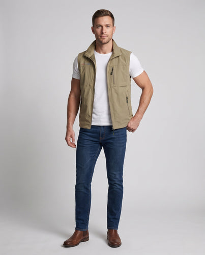 Herren Thermo-Utility-Weste mit wärmendem Fleece-Futter, Reißverschlussfront und mehreren Reißverschlusstaschen