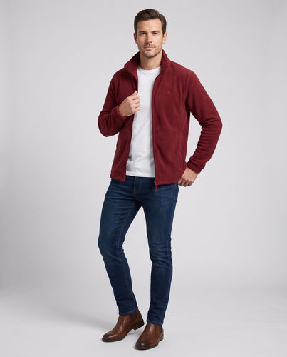 Herren Warm Fleece Trainingsjacke mit Stehkragen, Voller Reißverschluss und Logo-Stickerei