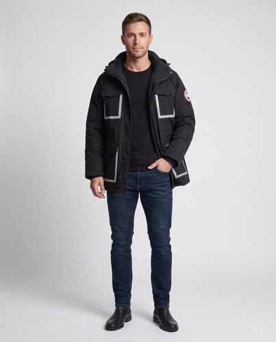 Unisex Winterparka mit reflektierenden Einsätzen und abnehmbarer Kapuze Echoarchiv