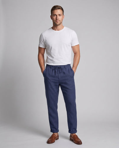 Herren Leichte Leinen Sommerhose mit elastischem Bund und Kordelzug Echoarchiv