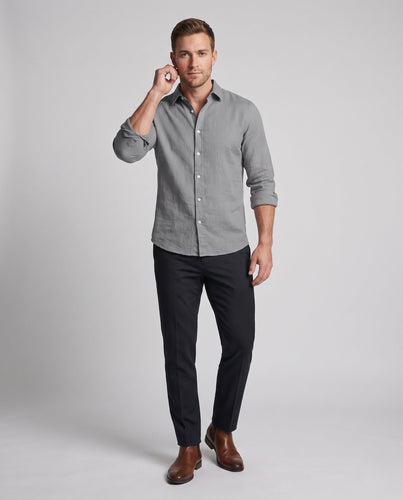 Herren Leichtes Leinenmischung Strand Loungewear Set mit Stehkragen Henley und lockeren gefalteten Hosen Echoarchiv