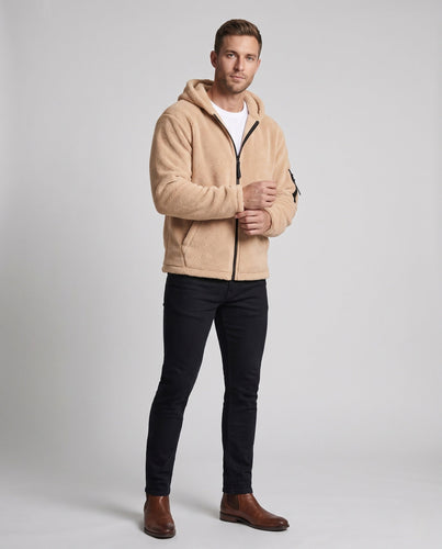 Herren Fleece Hoodie mit durchgehendem Reißverschluss, Kängurutaschen und Taschenärmel Echoarchiv