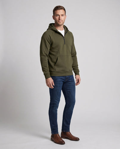 Herren Halb-Reißverschluss Hoodie mit Kängurutasche und kontrastierendem Rückenteil Echoarchiv