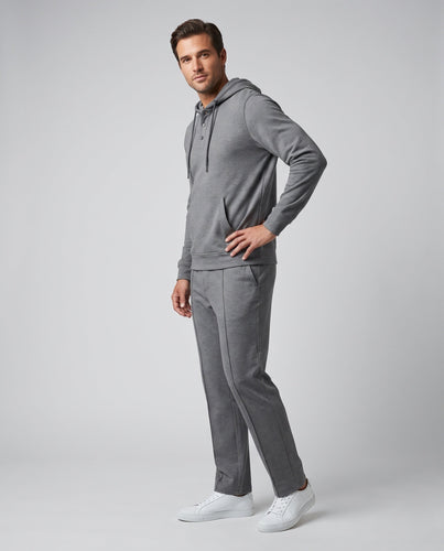 Herren Kapuzen-Henley Lounge-Set mit Knopfleiste und gefältelten Hosen Echoarchiv