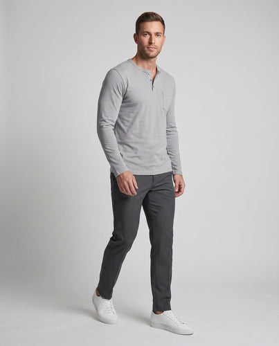 Herren Langarm Henley Shirt mit Brusttasche und dezentem Knopfleiste Echoarchiv