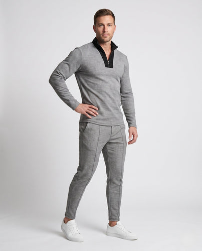 Herren Slim-Fit Half-Zip Lounge Set aus feinem strukturiertem Jersey mit schmalen Tapered Jogger Echoarchiv