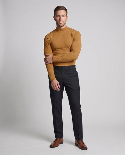 Herren Slim-Fit Kurzer Stehkragenpullover aus feinem Strick Echoarchiv