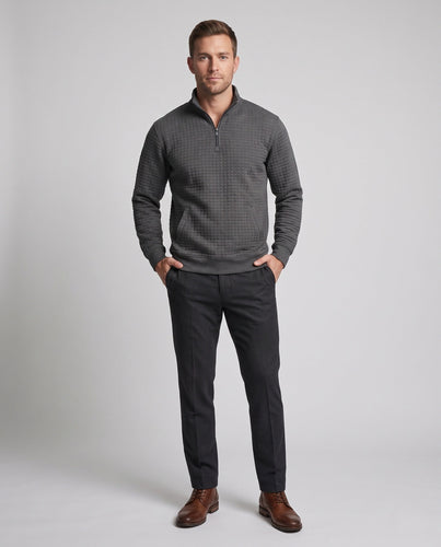 Herren Texturiertes Halbzip Sweatshirt mit Stehkragen, Waffelstruktur & Seitentaschen Echoarchiv