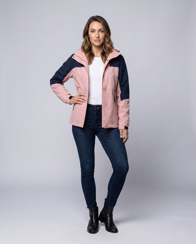 Damen atmungsaktive Softshell-Outdoorjacke mit Kapuze und kontrastierenden Einsätzen Echoarchiv